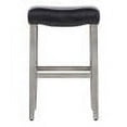 thumbnail image 2 of Costaelm Bulmon 29" Upholstered Bar Stool with Nail Head Trim, Gray/Leather, 2 of 7