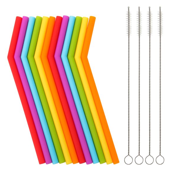 Pajitas de silicona Veskaoty 12 piezas para niños, flexibles, 17 cm, libres de BPA