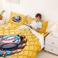 thumbnail image 3 of Erosebridal Blue Ice Cream Drip Bed Sheets,Baseball Sport Games King Sheets For Boys Kids 4 Pieces, 3 of 6