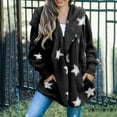 thumbnail image 2 of jsaierl Women's Fashion Casual Hooded Pocket Five-pointed Star Cardigan Plush Stitching Jacket Coat, 2 of 6