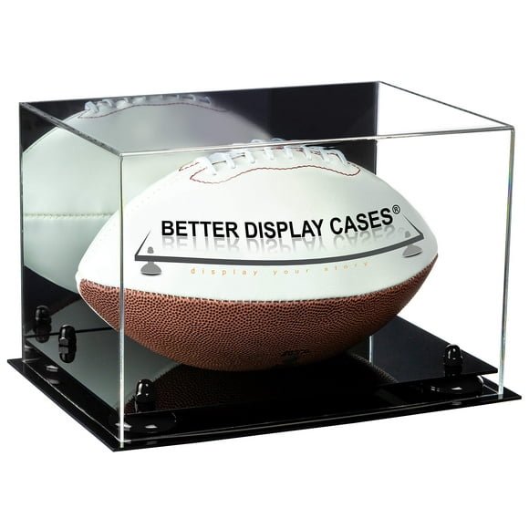 Better Display Cases Acrylic Football Display Case with Black Risers and Mirror (A004-BR)