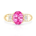 thumbnail image 4 of Oval Shape Lab Grown Pink Sapphire Solitaire Ring with Diamond (4 Carat), 14K Yellow Gold, US 3.00, 4 of 8