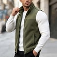 thumbnail image 6 of Riecok Fleece Vest for Men with Pockets Sleeveless Stand Collar Zip up Jackets Thermal Solid Warm Casual Outerwear Army Green L, 6 of 6