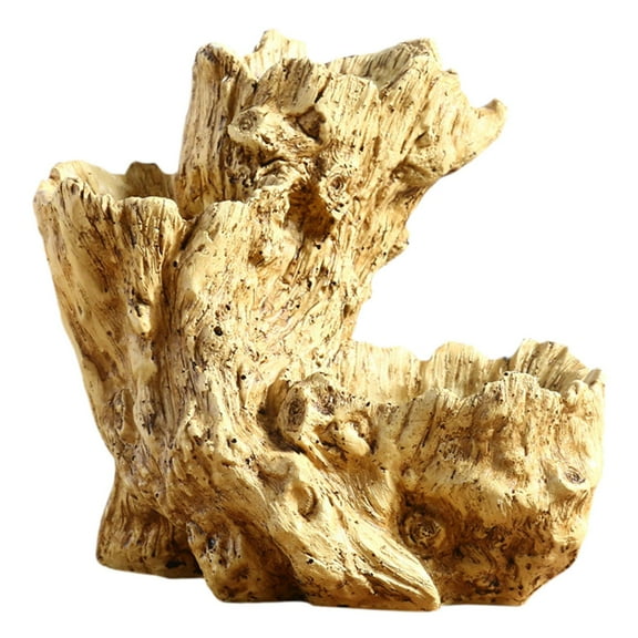 Fzaqwen Planter Pot Artificial Driftwood Succulent Container for Bedroom Home Indoor Wood
