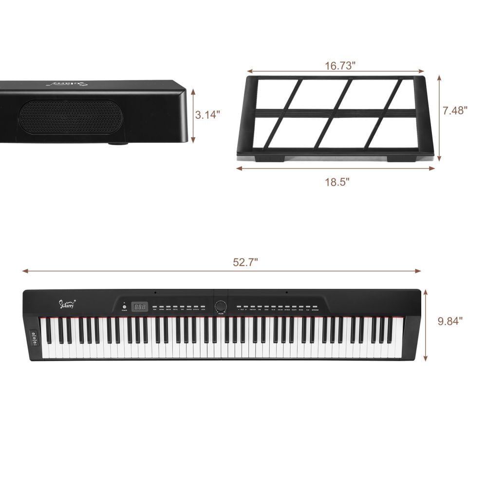 GPP-105 88 Key Digital Piano, Semi-Weighted Full Size Electric Piano Keyboard with Adjustable Stand, Sustain Pedal and Headphone, Portable Black Keyboard Piano for Beginners, Piano Lover