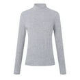 thumbnail image 5 of larppty Women's Long Sleeve Tops Mock Neck Ribbed Knit Slim Fit Pleated Basic T Shirts Lightweight Sweater Going Out Clothes (Grey, S), 5 of 6
