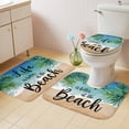 thumbnail image 4 of Palm Leaf Bathroom Rugs Set Life Is Better at The Beach Green Leaf Non Slip Absorbent Soft Bath Mats 3 Piece Set with Bathroom Rug, U-Shaped Floor Mat, Toilet Seat Cover Small Size, 4 of 9
