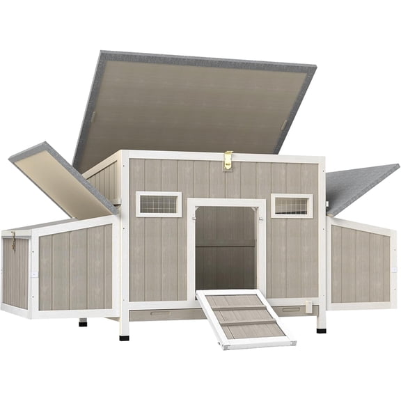 PETSCOSSET 62"L Weatherproof Outdoor Chicken Coop for 2-4 Chickens, Large Hen House with 4 Nesting Boxes
