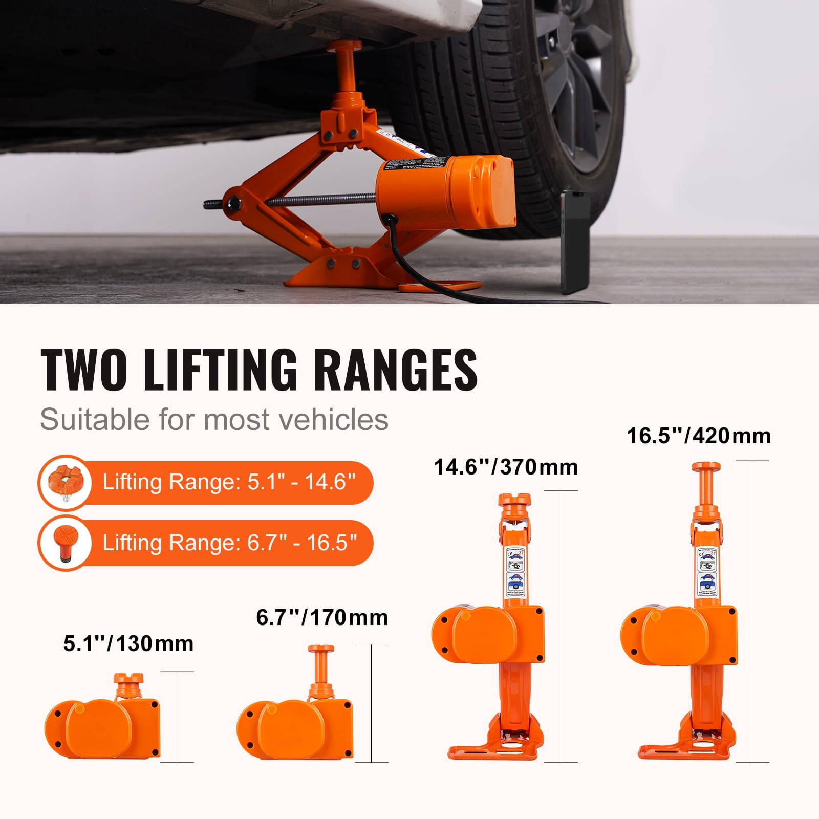 VEVOR Electric Car Jack 3 Ton Electric Scissor Jack Car Repair Tool for SUV Sedans