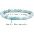 thumbnail image 2 of Bracelet Extensible Unisexe en Perles Rondes de 6 mm avec Pierre Précieuse d'Amazonite Bleu Mat Naturel, 2 of 3