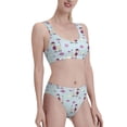 thumbnail image 2 of Daiia Poodle Dog printed 2 piece Swimsuit Bikinis for Women High Waisted Racerback Bathing Suits Summer Tummy Control Scoop Neck Swimwear-Medium, 2 of 8