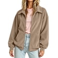 thumbnail image 5 of Noric Women's Corduroy Zip Up Jacket Lapel Collar Long Sleeve Casual with Pockets Loose Fit Outerwear for Fall Winter, 5 of 9