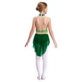thumbnail image 4 of YiZYiF Girls Sparkly Figure Skating Dress Mesh Skirt Ballet Leotard Lyrical Dance Clothes Dark Green 14, 4 of 6