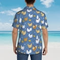 thumbnail image 6 of Daiia Chicken Family Hawaiian Shirt for Men Gentle Cotton Regular Short Sleeve Casual-X-Large, 6 of 9