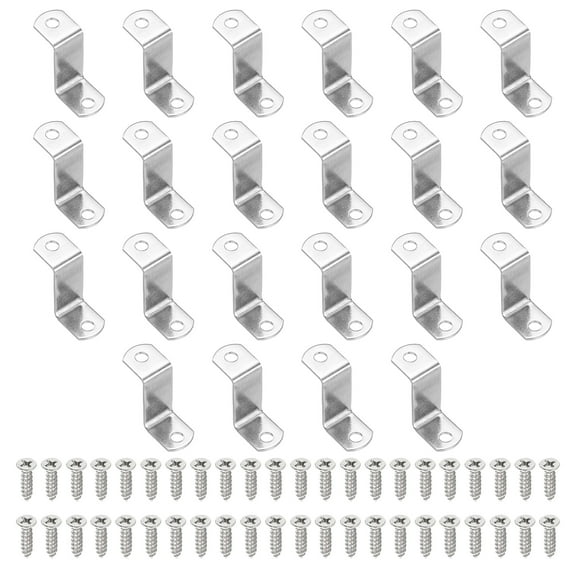 Uxcell 1" Offset Canvas Clips, 22 Pcs Metal Picture Framing Mirror Clips Z Shape Mounting Tools with 2 Mounting Holes for Photo Painting, Include 44 Screws, Silver Tone