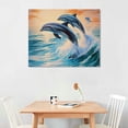 thumbnail image 2 of JEUXUS  Dolphin Bright Water Scene 2 Canvas Art - Home Decor Wall Art Print Poster Painting Medium  20x16in, 2 of 6