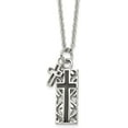 thumbnail image 2 of Avariah Diamonds Chisel Stainless Steel Polished Black IP-plated 2 Piece Cross Pendant on a Cable Chain Necklace - 20", 2 of 8