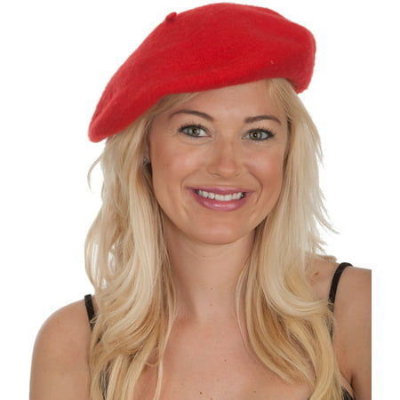 New Men's Women's Red Wool Beret Hat Cap Costume Accessory