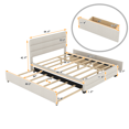 thumbnail image 4 of NEW Queen Upholstered Platform Bed with Twin Size Trundle and Two Drawers, Beige, 4 of 8