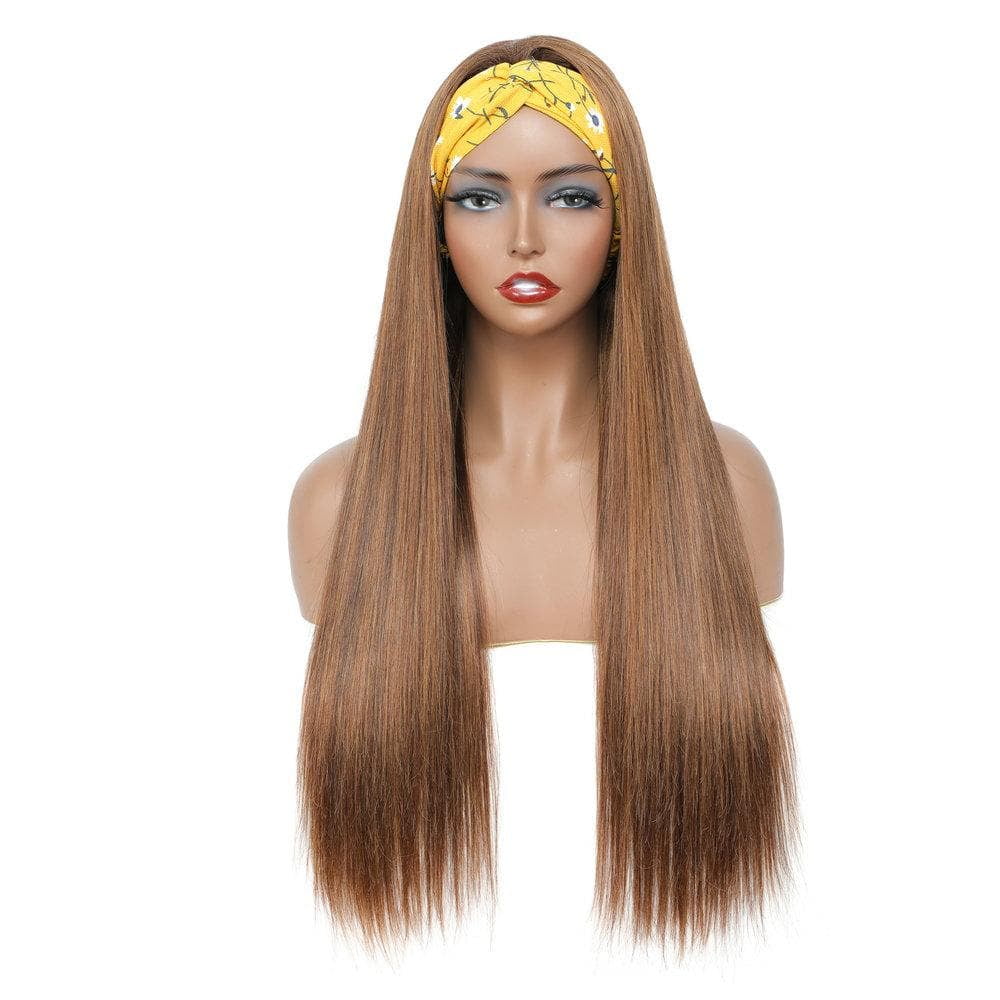 4/30 Ombre Highlight Headband Wig Human Hair Straight Glueless None Lace Front Headband Wig Brazilian Virgin Hair Wigs for Black Women - 24 inch