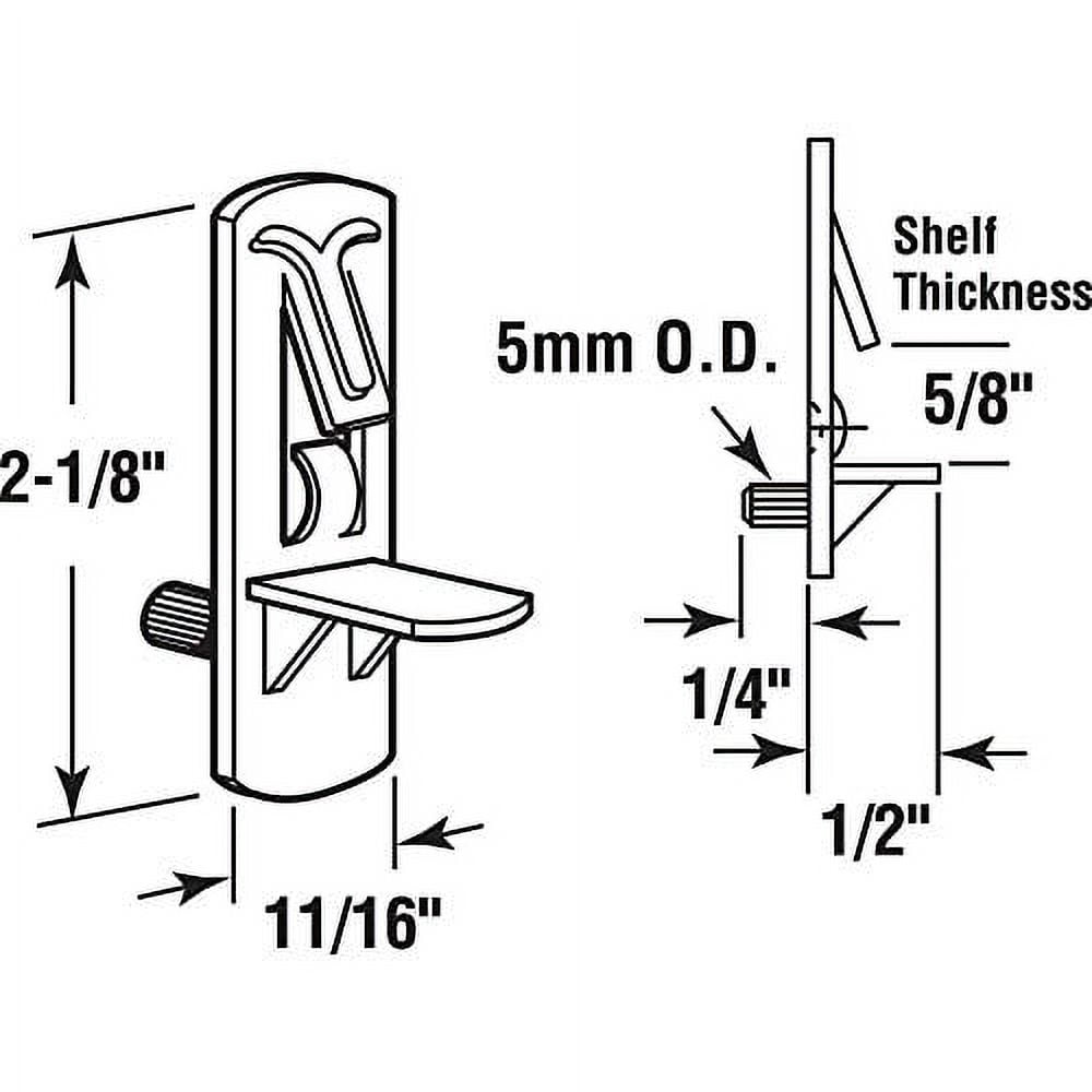 Prime-Line Shelf Support Peg, Self-Locking, 5 mm., 5/8 in. Clear (4-pack) Brackets