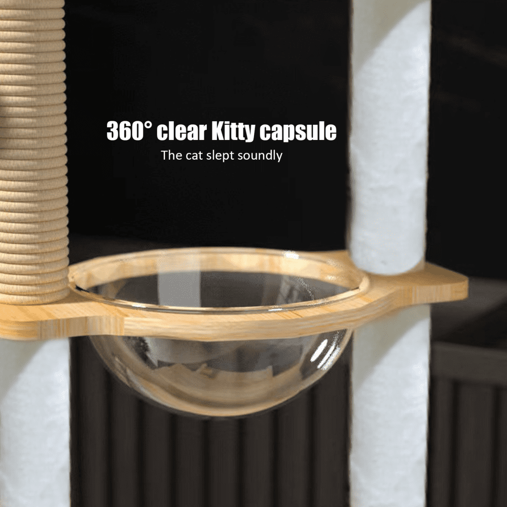 Kagrote Easy Assembly Wooden Cat Scratching Post Tower with Natural Sisal Rope for Apartment Garden