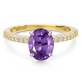 thumbnail image 3 of Gem Stone King 14K Two Tone Gold Purple Amethyst and Lab Grown Diamond Engagement Ring for Women | 1.76 Cttw | Oval 9X7MM | Gemstone February Birthstone | Size 5, 3 of 6