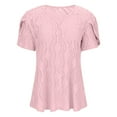 thumbnail image 4 of ABATAB Womens Trendy T Shirts Petal Short Sleeve V Neck Casual Solid color Tees Summer Basic Tops, 4 of 6