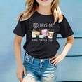thumbnail image 2 of Toddler Shirts Girls 2t Crew Neck Letter Print Girls' Short-Sleeve Shirts and Tops Children's Fashion Back To School Shirt T-Shirts Toddler To Big Kid Sizes 3-4 Years（Black）, 2 of 4