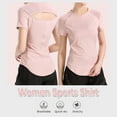 thumbnail image 3 of Camiseta deportiva para mujer Malla Empalme Espalda Ahuecada Ajuste ajustado, 3 of 7