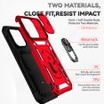 thumbnail image 3 of K-Lion Heavy Duty Rugged Case for iPhone 14 Pro,Shockproof Scratch Resistant Case with Slide Camera Cover Built-in 360° Ring Holder Kickstand Magentic Protective Case For iPhone 14 Pro,Red, 3 of 9
