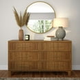 thumbnail image 2 of Sera Fluted 6 Drawer Dresser with Brass Handle, Pecan, 2 of 8