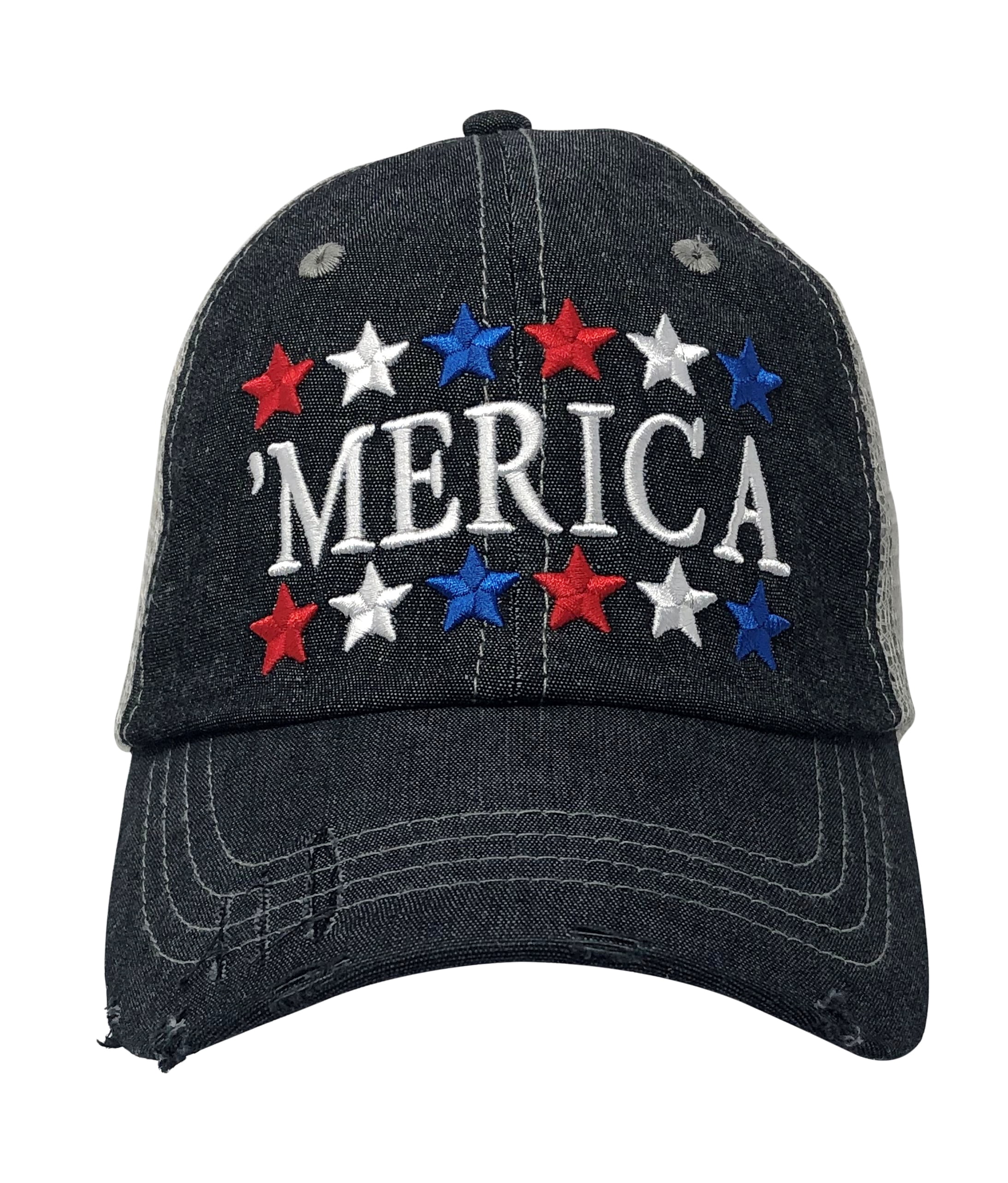 Merica America USA Embroidered Baseball Hat Mesh Trucker Style Hat