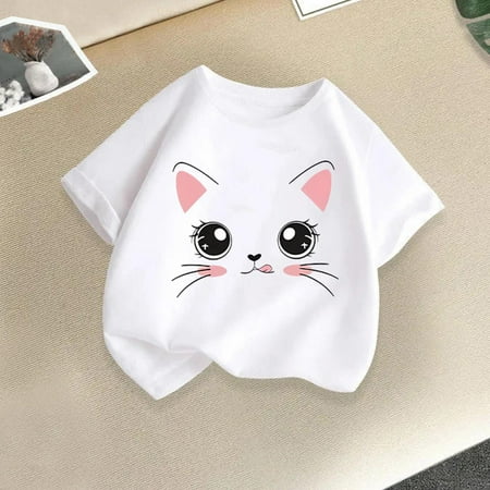 BLTIBY Girls Boys Summer Short Sleeve Top Child Kids Printed Round Neck Cotton Shirts Infant Toddler Fashion Casual Loose Pullover Blouse White 12-14 Years BLTIBY Girls Boys Summer Short Sleeve Top Child Kids Printed Round Neck Cotton Shirts Infant Toddler Fashion Casual Loose Pullover Blouse White 12-14 Years