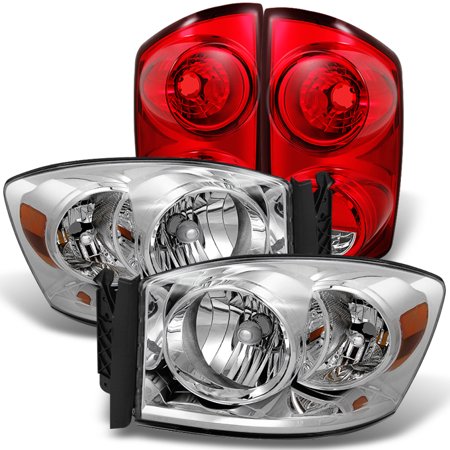 Fit 07 08 Dodge Ram 1500 2007 2009 2500 3500 Clear Headlights Fit 07 08 Dodge Ram 1500 2007 2009 2500 3500 Clear Headlights Red Tail Light