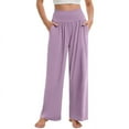 thumbnail image 1 of Pantalones de yoga para mujer, pantalones palazzo de pierna ancha y cintura alta con bolsillos, 1 of 5
