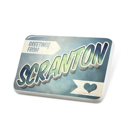 Porcelein Pin Greetings from Scranton, Vintage Postcard Lapel Badge – NEONBLOND