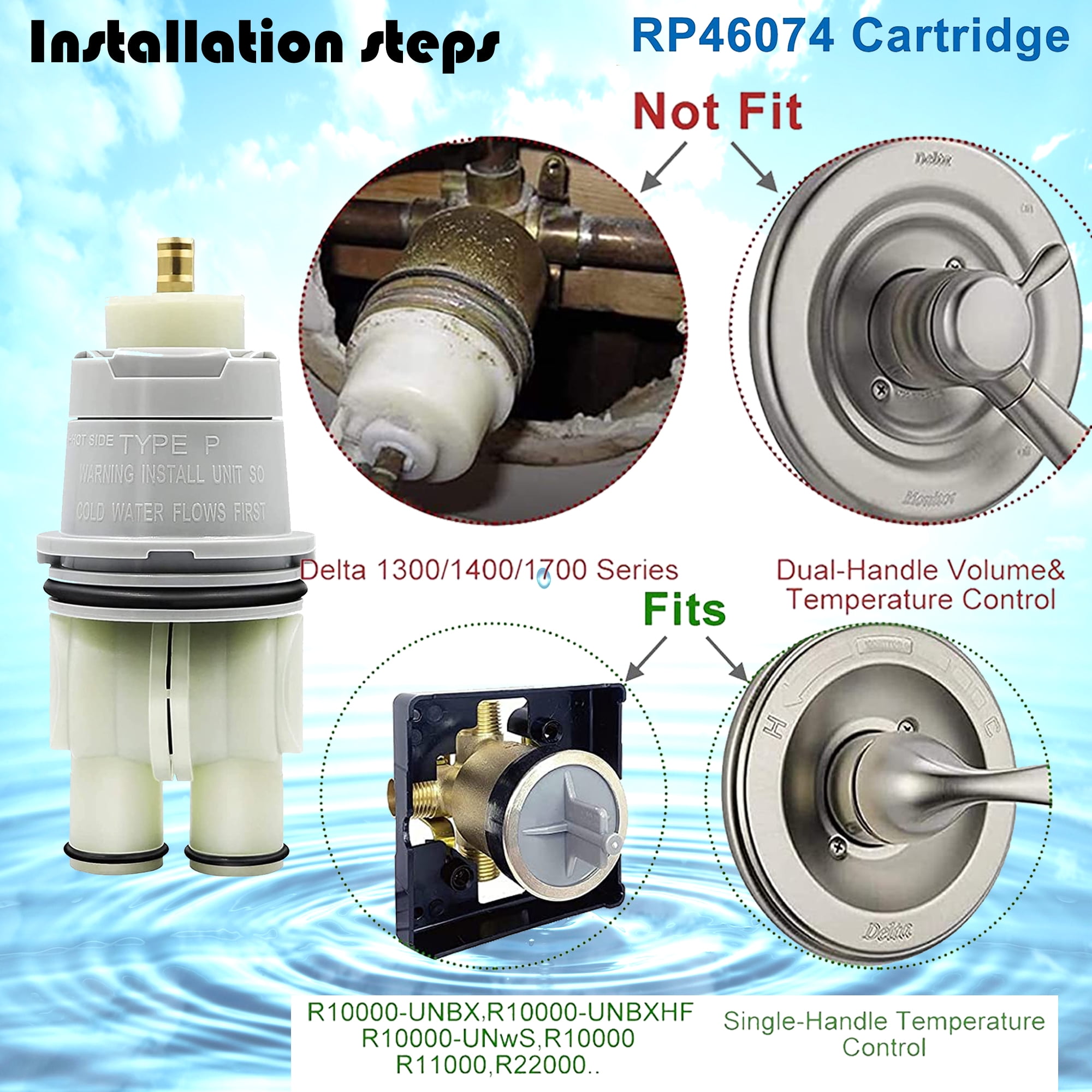 RP46074 Shower Valve Cartridge Assebly Copatible For Shower And Tub