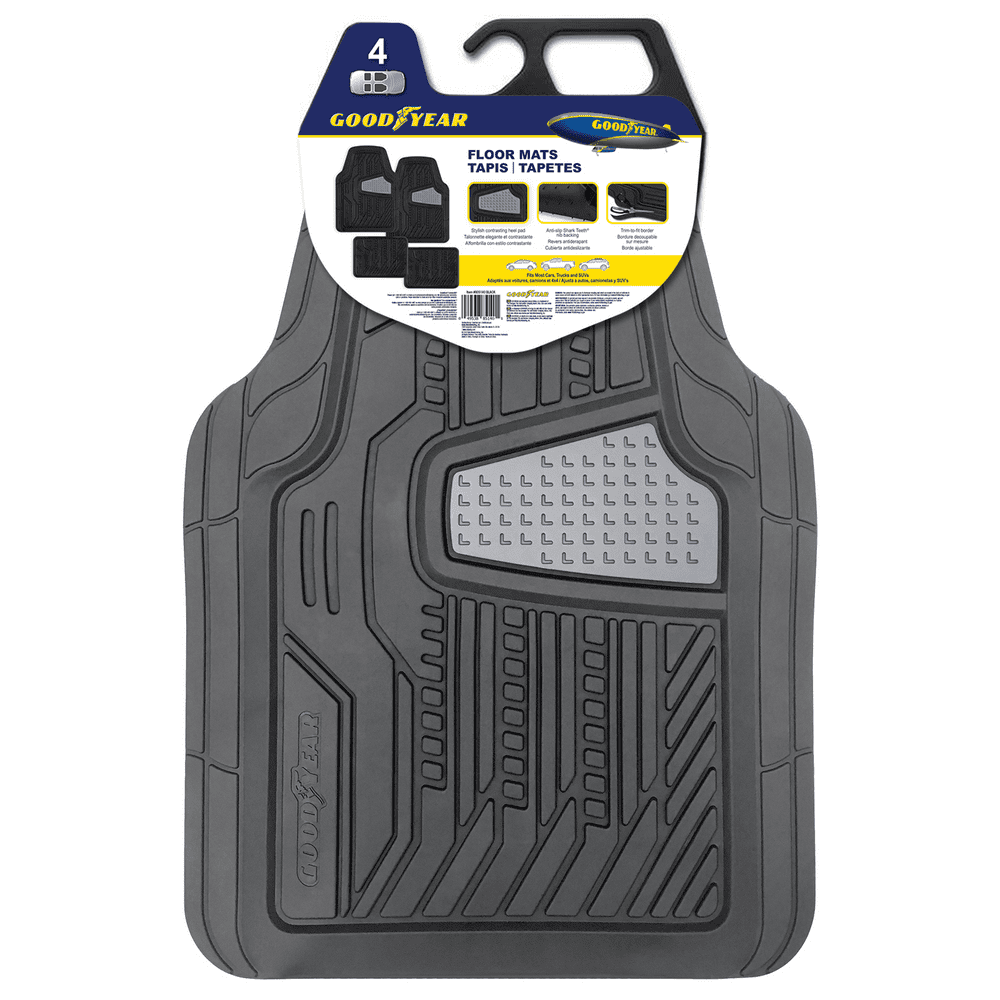 Goodyear All Weather Custom Fit Rubber Floor Mats, Black 4 Piece