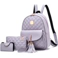 thumbnail image 1 of SNNROO Women‘s Simple Design Quilted Mini Backpack 3Pcs Leather Backpack Purse for Women Small Backpack, 1 of 7