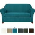 thumbnail image 1 of Subrtex Housse de Sofa en Jacquard Extensible à Rayures, 2 Pcs, 1 of 6