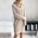thumbnail image 5 of Suéter de punto de encaje con cuello en V de Color sólido de longitud media a la moda para mujer vestido de suéter suelto Fridja  NMB3412, 5 of 7