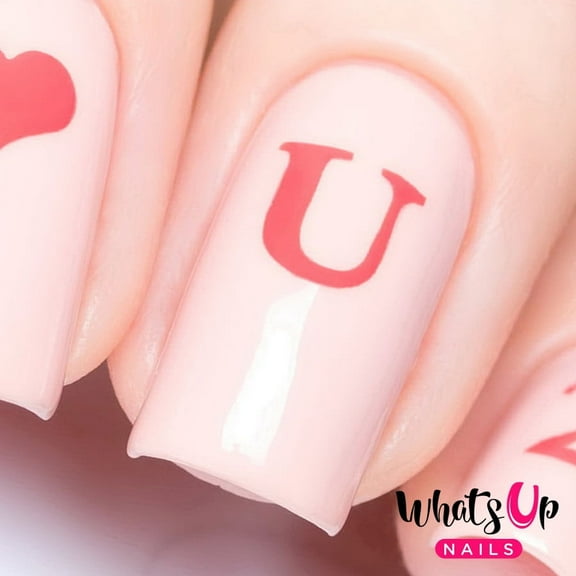 Whats Up Nails Love Letters Vinyl Stencils for Valentine’s Day Nail Art Design