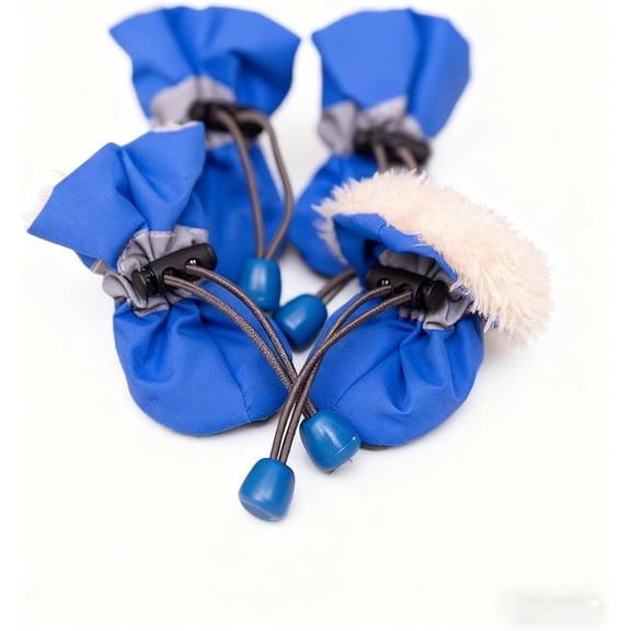 Drawstring Dog Boots with Fleece/Non-Fleece Options | Soft Sole Pet Shoes for Small to Large Breed Dogs Indoor & Outdoor Use (Blue Velvet, 1)