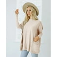 thumbnail image 2 of Wenseny Loose Fit Sweater For Women With Pocket Long Sleeve Lightweight Knitted Sweater Pink M, 2 of 5
