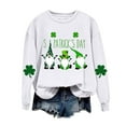 thumbnail image 4 of ZVAVZ Hauts d'Été Grande Taille Mode Femme, Haut Trèfle Mignon à Manches 3/4 Chanceux Vert Col Rond Blouses de Vacances Blanc,TP, 4 of 5