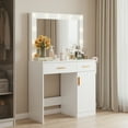 thumbnail image 3 of EDX Vanity Desk with Mirror and Lights, Makeup Vanity Table with Hair Dryer & Power Outlet, 2-Drawer Dressing Table for Bedroom,White, 3 of 9