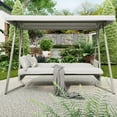 thumbnail image 6 of TQKVIPI Oversized 4 Person Outdoor Porch Swing with Adjustable Backrest Canopy,2-in-1 Swing Bed 800 lbs Capacity,Patio Swing with Removable Cushions for Yard Garden Poolside Balcony, 6 of 12