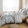 thumbnail image 4 of NEWLAKE Duvet Cover Set Reversible Cotton Comforter Cover, 3-Piece, White, Floral, Cotton Bedding Set, Queen, 4 of 9