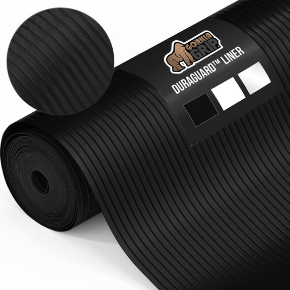 GORILLA GRIP Shelf Liner, DuraGuard Ribbed Waterproof Drawer, Cabinet Protection, 20x20, Black